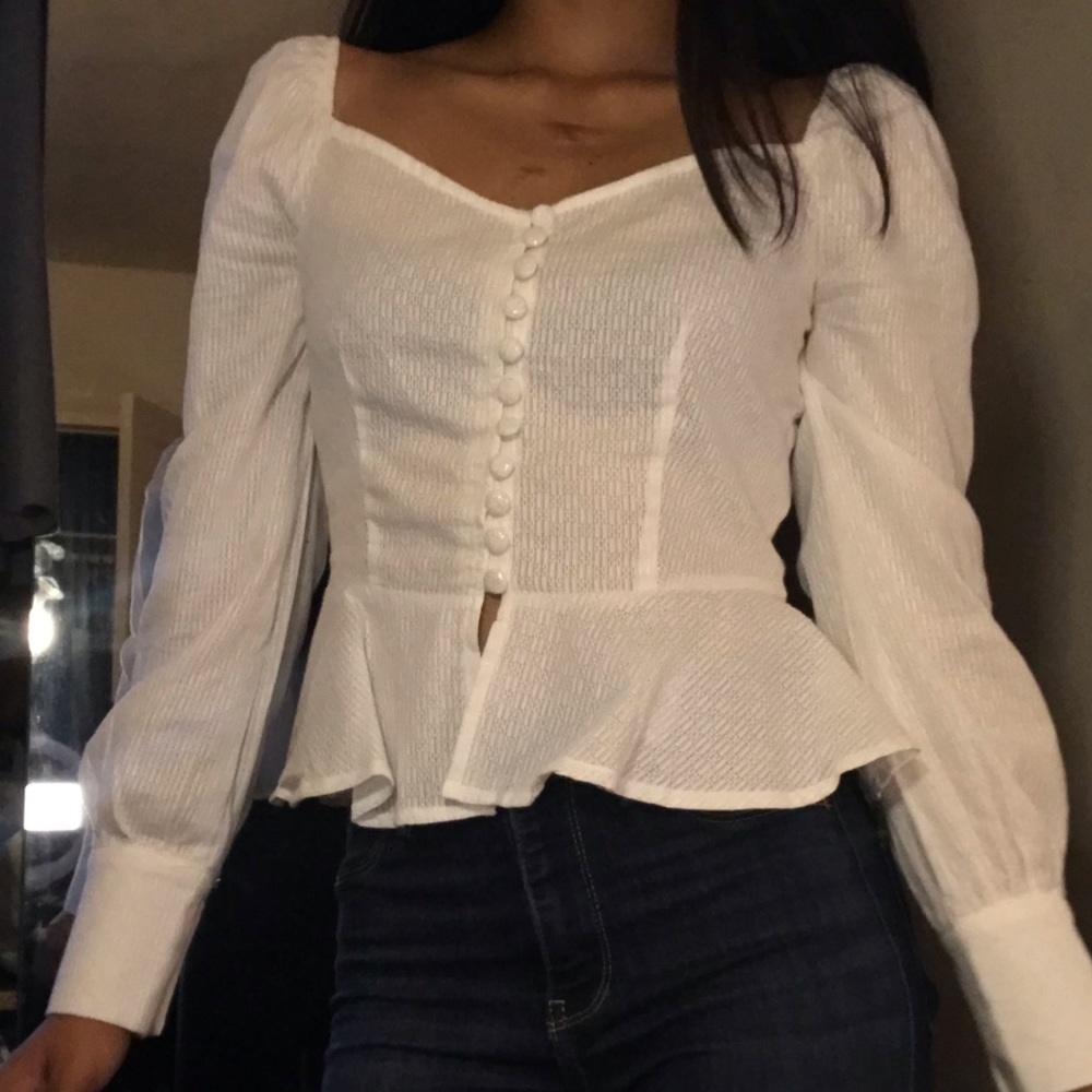 SHEIN ruffled sleeve button blouse XS